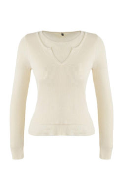 Wardrobe Essentials Ekru Ic ice Gorunumlu Triko Bluz-Kazak | TWOAW26KZ00022 - Trendyolmilla фото 5