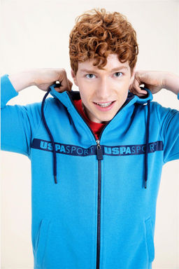 U. S. Polo Assn Мужской вязаный кардиган кобальтового цвета с капюшоном - U.s. polo assn фото 8