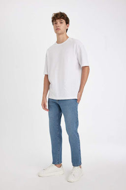 Узкие зауженные джинсовые брюки с нормальной талией и зауженной посадкой - Defacto фото 4