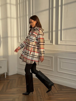 Рубашка DilanaVIP 2127 бежевая клетка