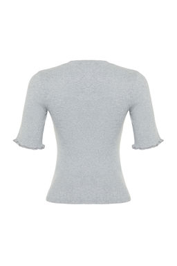 Trendyolmilla Ekru Fitilli Fitted/Vucuda Oturan Bisiklet Yaka Esnek Orme Bluz TWOSS23BZ00025  фото 37