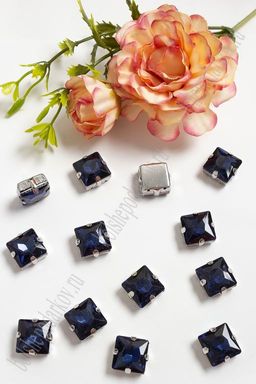 Стразы пришивные 12 мм "Квадрат" (20 шт) SF-3710, темно-синий №11