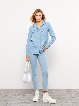 D?z Uzun Kollu Kad?n Jean G?mlek