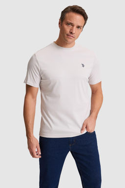 Erkek A__k Gri Regular Fit Bisiklet Yaka Basic Ti__rt