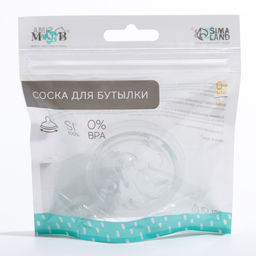 Соска на бутылочку M&B «Natural», антиколиковая, широкое горло Ø50 мм., от 0 мес., медленный поток