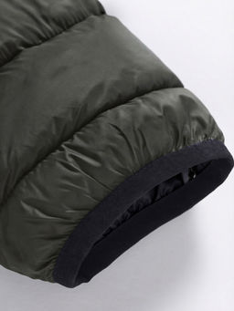 Куртка мужская гибридная стёганая с капюшоном с графеновой подкладкой цвета хаки 9621_1Kh