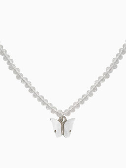 Чокер «Бабочка» хрусталь, белый в серебре, 36 см + 5 см доп, цепочка