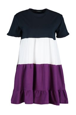 Lacivert %100 Pamuk Renk Bloklu Shift/Duz Mini Orme Elbise TWOSS20EL1638 - Trendyolmilla фото 6