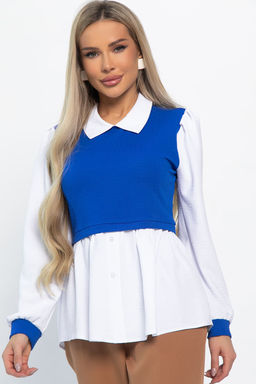 Блуза Жозетта (василько-белая) Б14840-3М