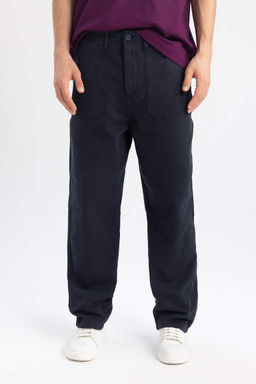 Мешковатые прямые брюки из габардина прямого кроя - Defacto фото 4