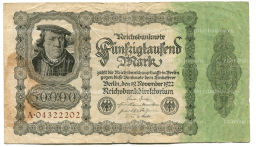 Банкнота 50000 марок 1922 года Германия