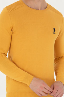 U. S. Polo Assn Мужской горчичный базовый свитер - U.s. polo assn фото 10