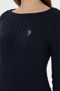 Женский темно-синий базовый свитер с круглым вырезом Неожиданная скидка в корзине - U.s. polo assn фото 7