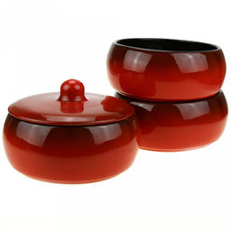 Набор для холодца керамический Русский 3 предмета по 0,9л, д16,5см Красный, h23см, с крышкой (Россия) - Домашняя мода фото 3
