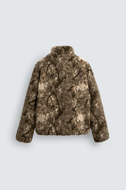 PRINTED FAUX SHEARLING JACKET - Zara фото 9