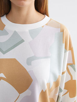 Bisiklet Yaka Desenli Kad?n Sweatshirt Tunik