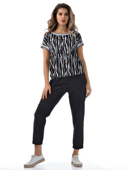 Хлопковые комфортные брюки резинка по поясу цвет ТЕМНО-СИНИЙ - А+б коллекция фото 3