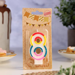Цена за 12 шт. Свеча для торта с блестками Блестящий ободок, цифра 8 , 7 см - Страна карнавалия фото 2