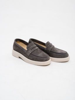 Лоферы туфли 176.1593be.Серый замок замша