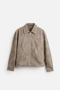 FADED LEATHER EFFECT JACKET - Zara фото 7