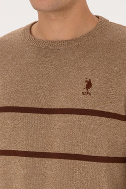 Erkek Slim Fit Bisiklet Yaka Haki Kazak - U.s. polo assn фото 7