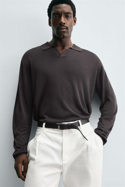 TEXTURED KNITTED POLO SHIRT - Zara фото 5