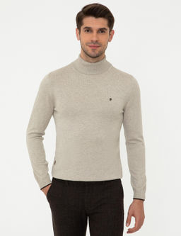 Kum Melanj Slim Fit Bal_k__ Yaka Basic Triko Kazak