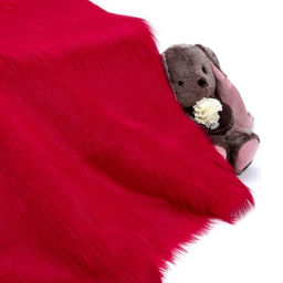 Лоскут 50 50 см, мех длинноворсовый на трикотажной основе, цвет малиновый