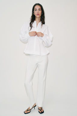 CAMISA POPEL?N PEPLUM / Blanco