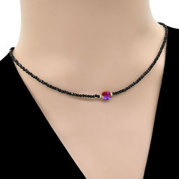 Чокер из шпинели шарик граненый 2мм с подвеской из циркона, 38см Радуга камня  фото 2