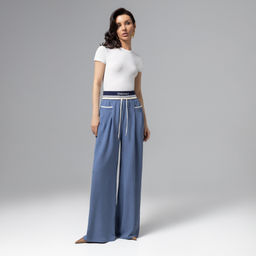 Брюки с высокой посадкой, Красота в движении (deep blue) - Charutti фото 2