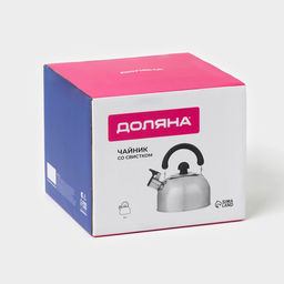 Чайник Доляна «Чёрная ночь», 2 л, со свистком, индукция, нержавеющая сталь, хромированный