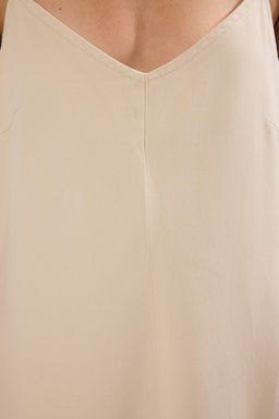 Bej Duz Midi Denim Elbise TWOSS25EL00859 - Trendyolmilla фото 3