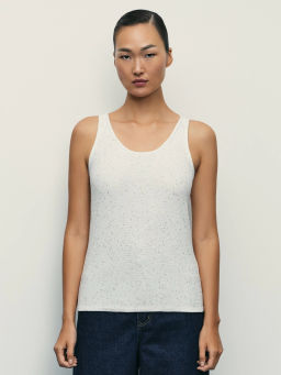 Вязаный топ из хлопка с пайетками / Zarina фото 3