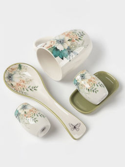 Кружка Доляна Цветы, 330 мл, фарфор, белая