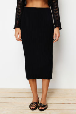 Siyah Midi Triko Premium Iplik/ Ozel Iplik Etek TWOSS24ET00042