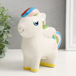 Копилка для денег «Лошадка с крыльями и яркой гривой», керамика, 13×6.5×16 см