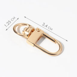 Цена за 2 шт. Карабин металлический, 34×12.5 мм / 10×1 мм, 5 шт., цвет золотой