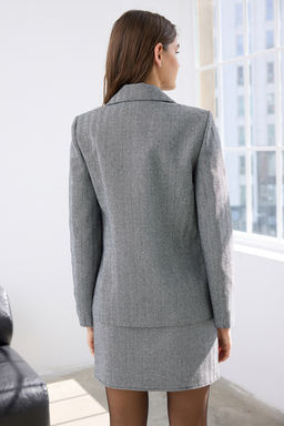 Antrasit Bal?ks?rt? Desenli Kruvaze Kapama Blazer Ceket TWOAW26BC00019 - Trendyolmilla фото 4