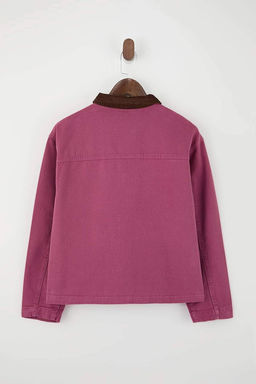 Pembe Fitilli Kadife Yaka Detayl? Denim Gomlek Ceket TWOAW26CE00004