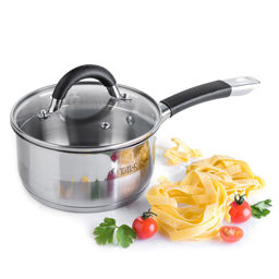 Ковш из нержавеющей стали Телфорд 1,5л, д16см, h8см, s0,6мм, дно s2,8мм, стеклянная жаропрочная крышка, широкий металлический ободок с отверстиями для слива жидкости, пароотвод, ручки из нержавеющей стали с силиконовыми вставками, капсулированное д - Домашняя мода фото 5