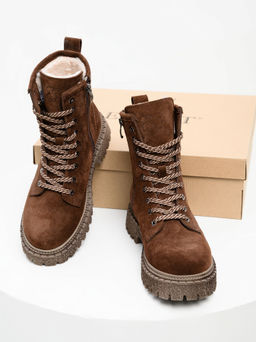 Ботинки 327.22511br.Коричневый замша/байка