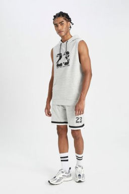 DeFactoFit Standart Fit K?sa Paca Bask?l? Sort