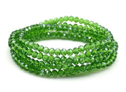 Бусы-браслет на резинке из циркона кукуруза гр.4мм зеленый хамелеон, 84см