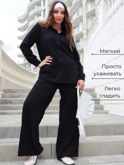 РАСПРОДАЖА Костюм Лесси (рубашка+брюки)_450/черный - Ihomelux фото 3