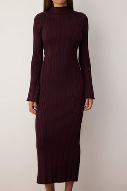 Murdum Premium/Ozel Iplik Bodycone Midi Dik Yaka A-Line Triko Uzun Elbise TWOAW26EL00056 - Trendyolmilla фото 3