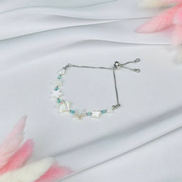 Браслет регулируемый из Перламутра и Кварца - Радуга самоцветов фото 2