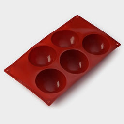 Форма для выпечки Доляна «Полусфера», силикон, 29.5×17 см, 5 ячеек, d=8 см, МИКС