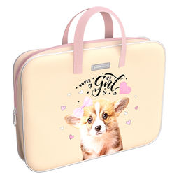 Цена за 1 шт. Папка текстильная на молнии ErichKrause с ручками Corgi Puppy, A4+