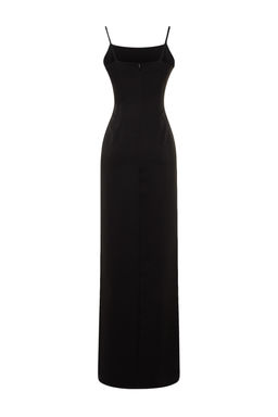 Siyah Dokuma Pencere/Cut Out Detayl? Uzun Gece Abiye Elbise TPRSS23AE00028 - Trendyolmilla фото 8